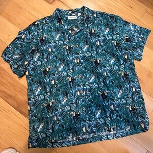 Caribbean Green and Blue Toucan Print Shirt